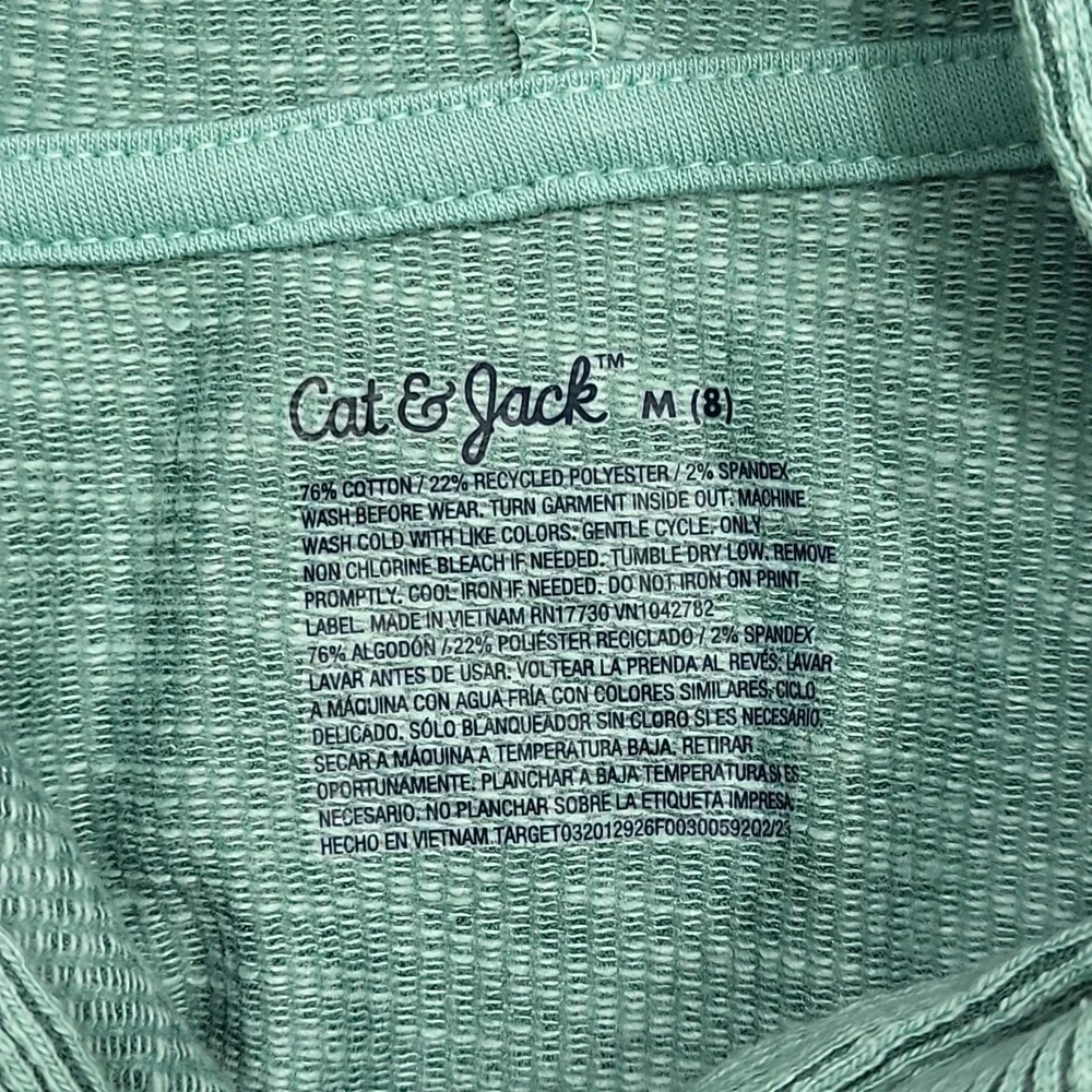 Cat and Jack Girls' Long Sleeves Pullover Hoodie Sweatshirt Green Size Medium 8